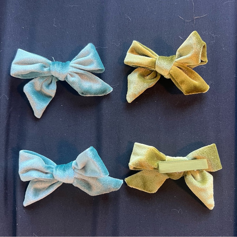 Velvety Jewel Toned Bow Hair Clips